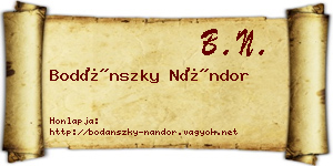 Bodánszky Nándor névjegykártya